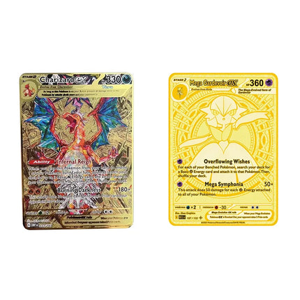 2026 NEW Pokemon Metal Card 10000 Points Arceus Charizard Super Card Golden English Mewtwo Vmax GX EX Anime Collection Card Gift