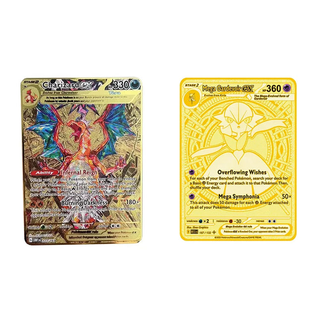2026 NEUE Pokémon-Metallkarte 10000 Punkte Arceus Charizard Superkarte Goldene Englische Mewtu Vmax GX EX Anime Sammlerkarte Geschenk