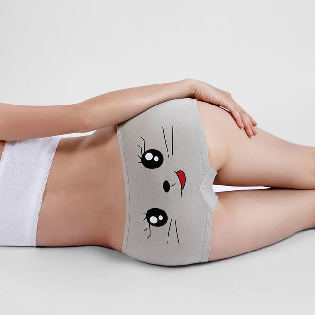 Damen Baumwollboxer Panties Unterwäsche Sicherheit Damenslip Druck Unterwäsche Damen Mädchen Intim Frau 5 Stk./Los
