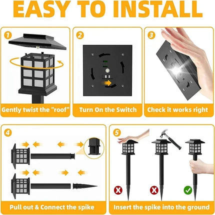 2~12Pcs Solar LED Pathway Lights Outdoor Waterproof Walkway Garden Decor Street Lamp for Landscape Yard Patio Driveway