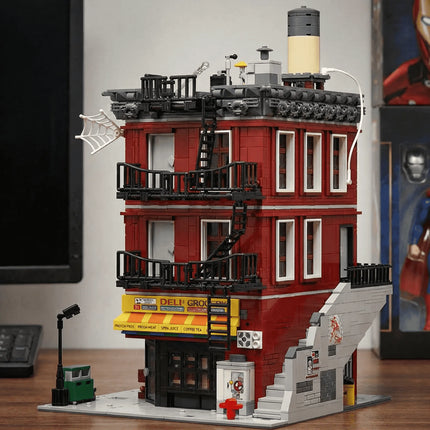 Spider Deli Apartment Building Blocks With 11 Figures Films Hero Classic City Modular Assembly Model Kit Creative Gift 3559PCS