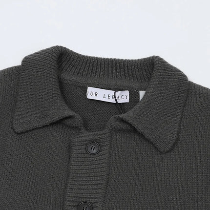 Top Quality Oversized Button Lapel Cardigan Men Women Black Dark Gray Casual Fashion Couple Our Legacy Knitted Sweater With Tag