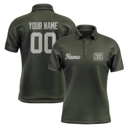 Personalized DIY Dark Olive Polo Shirts Customized Name Team Name Logo Number Team Uniforms Loose Darts Bowling Billiards Tops