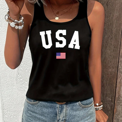 Loose plus size wing pattern printed round neck white vest summer casual sleeveless top women's clothing