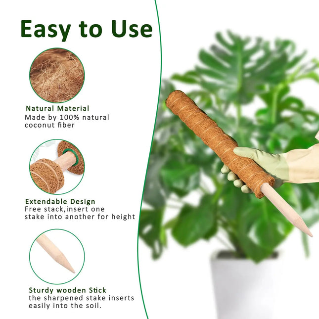 Moss Pole 38/43/53CM Monstera Plant Support Stackable Moss Poles for Plants Coir Totem Pole Tall Moss - product image 2