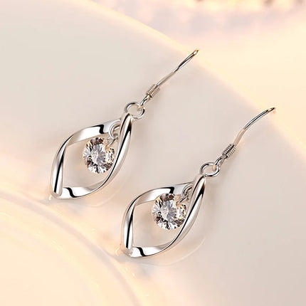 Luxury 925 Sterling Silver Diamond Teardrop Zirconia Earrings - Stylish Women's Wedding Party Jewelry Accessories