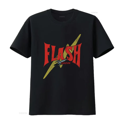 Flash Gordon T Shirt with Bold Lightning Bolt Design Perfect for Sci Fi Fans vintage Washed homme Stylish Slightly