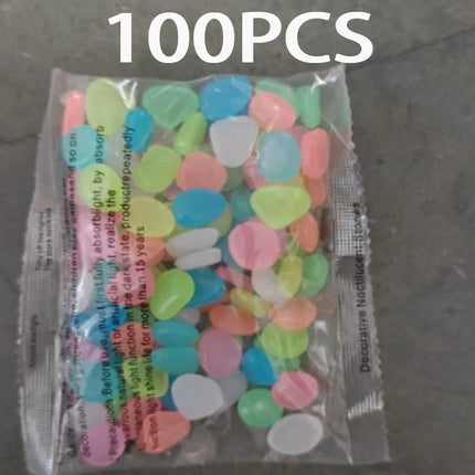 100Pcs Glow in The Dark Garden Pebbles for Sidewalk Garden Terrace Lawn Garden Patio Fish Tank Aquarium Decoration Glow Stone