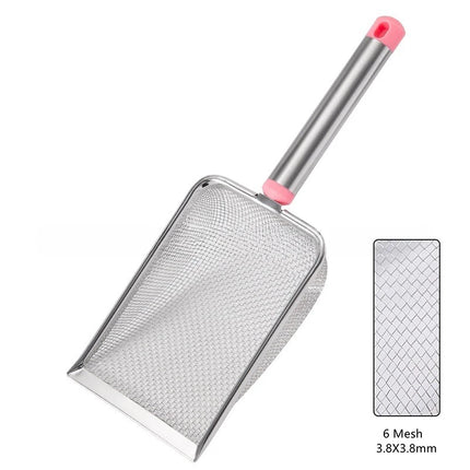 Stainless Steel Fine Mesh Cat Litter Scoop Easy To Clean Non-Stick Shovel For Reptiles Sand Efficient Durable Litter Scoop