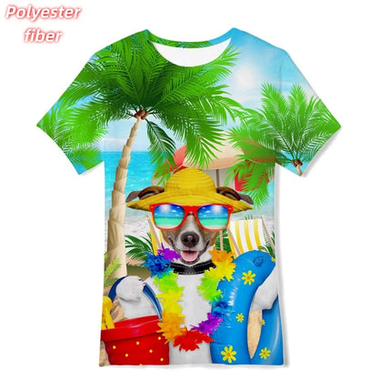 3D Print Fun Cute Cat T-Shirt For Men Pizza Burger Pattern Tees Summer Street Casual Short Sleeve Tops Loose Round Neck T Shirts