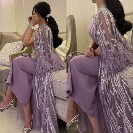 Customized Jiayigong Elegant High Quality Jewel Mermaid Stole Paillette Charmeuse Formal Occasion Gown vestidos para mujer fiest