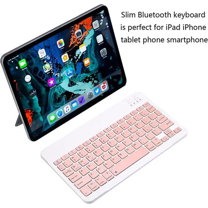 10 Inches Bluetooth Mouse Keyboard Set For Ipad Mobile Phone Tablet Universal Ultra-thin Wireless Pink Green - product image