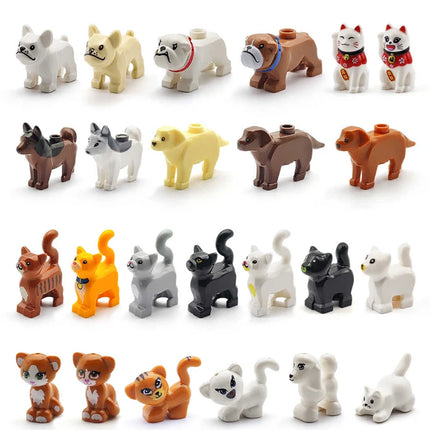MOC Animal Scene Building Blocks Cats Dogs Sheep Pigs Chickens Eagle Parrots Dolphin Zoo Fram Accessories DIY Toys Bricks T14
