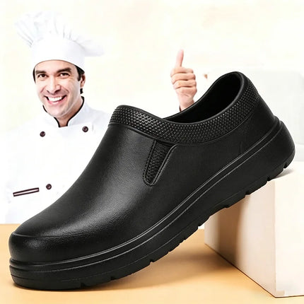 Men's Work Shos Water-proof Anti Slip Oil Resistant Chef Shoes Ultra Light EVA Clogs Women Soft Sole Garden Shoes Kitchen Hotel