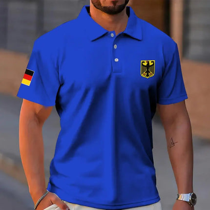 Summer men's Polo Shirt National Pattern Polo 100% Polyester Breathable Shirts For Man New In Tops Tees Autumn men's Clothing