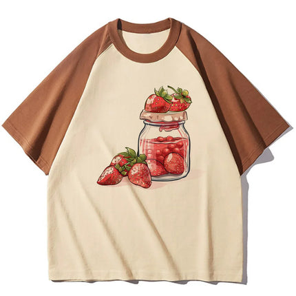 Strawberry t-shirts women elegant Tee girl Japanese graphic streetwear clothing