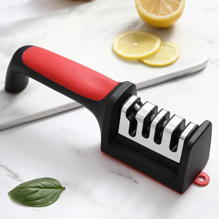 Kitchen 3/4-Segment Knife with Gift Sharpener Household Multi-Functional Hand-Held 3/4-Purpose Black Sharpening Stone