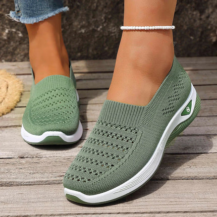 Women's Breathable Knit Sneakers Spring Summer Lightweight Casual Walking Shoes Microfiber Durable All Season Outdoor Daily