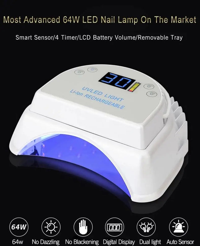 2025 Producto Popular de Salón de Uñas Lámpara Recargable de Secado Rápido UV/LED de Luz Dual para Uñas Esculpidas