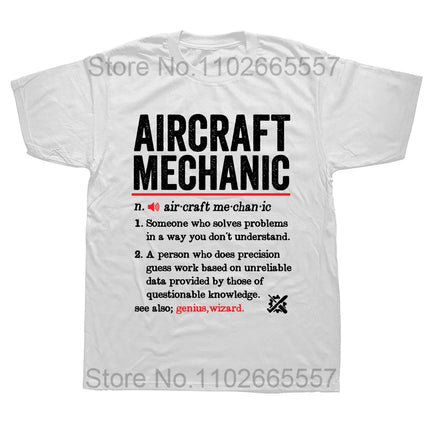 Aircraft Mechanic Definition Funny Aviation Mechanic T Shirts Summer Cotton Streetwear Short Sleeve Birthday Gifts T-shirt Men