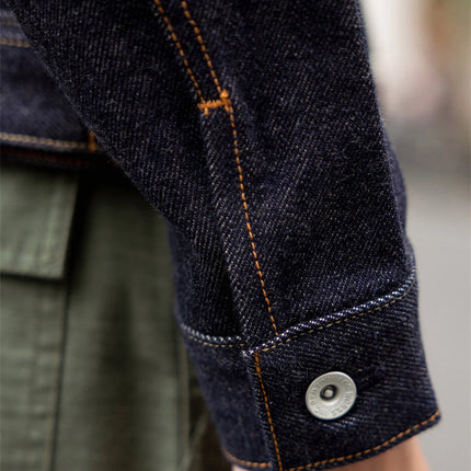 Red Tornado 21oz Type 3 Trucker Jacket in Indigo Rugged Style Men's Raw Selvage Denim Outerwear One-washed