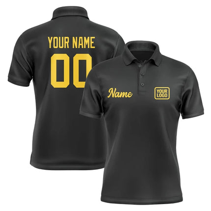Personalized DIY Black Polo Shirts Customized Name Team Name Logo Number Team Uniforms Loose Darts Bowling Billiards Golf Tops