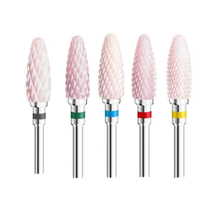 5 PCS Ceramics Nail Drill Bits Conical Tip For Manicure Drill Rotating Polishing Machine Cutter Remove Gel Acrylic Accessories