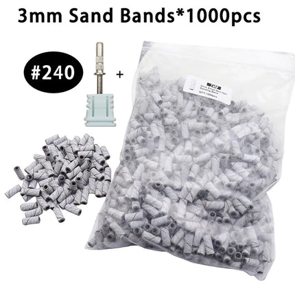 1000pcs 3mm White Zebra Mini Sanding Bands with Stainless Steel Mandrel – Nail Drill Bits Set for Electric Manicure & Pedicur