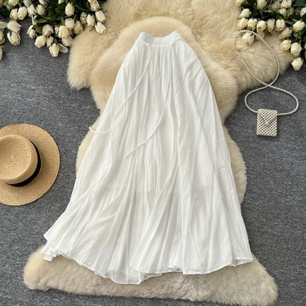 Skirts Women Mid Length Skirt A Line Elastic Waist Slim Fit Elegant Splice Y2k Streetwear Work Solid Casual Regular Summer 2026