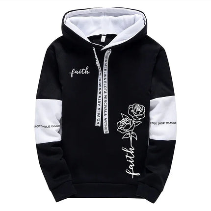Faith Flower Print Hoodie and Sweatpants 2pcs Set Men/women Daily Casual Sports Hooded Outfit Autumn Unisex Fashion Jogging Suit