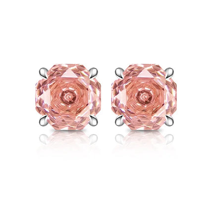 925 Sterling Silver Stylish Octagon Crystal Zircon Millennium Rose Cut Earrings Birthday Anniversary Wedding Party Gift