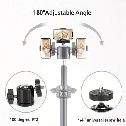 1pc 63-inch With Foldable Tripod & Phone Holder Clip 160.02 Cm Multifunctional Tripod, Tripod For Phone And Camera