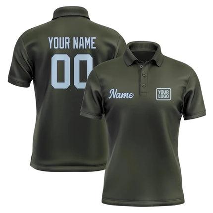 Personalized DIY Dark Olive Polo Shirts Customized Name Team Name Logo Number Team Uniforms Loose Darts Bowling Billiards Tops