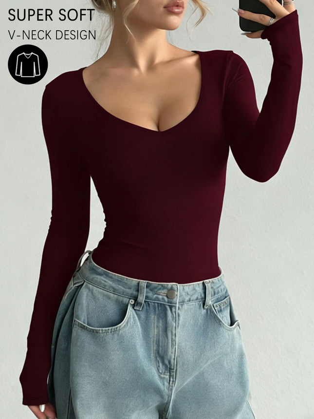 Women's Long Sleeve T-Shirt，High Stretch Super Soft V-Neck，All-Season Fit - product image 6
