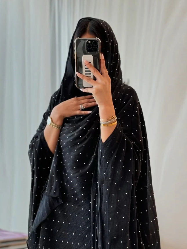 Muslimische Kleider Damen Abaya mit Schal Diamond 2-teiliges Set Party-Kopftuch Arabische lange Robe Marokko Dubai Kaftan Vestidos Jalabiya