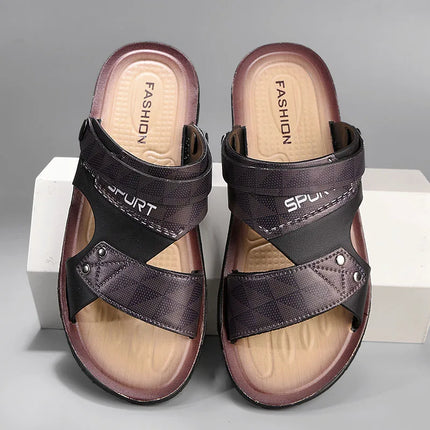 Fashion Casual Men's Sandals Summer Slip On Sandals Men Classic Beach Shoes For Men Outdoor Leather Sandals Male Slippers