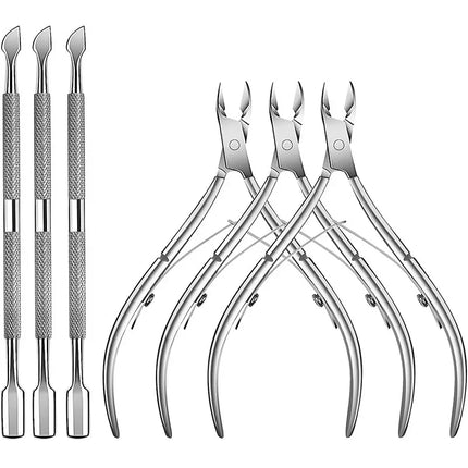1/2/4/6pcs Professional Stainless Steel Nail Cutter Scissor Nippers Multifunctional Cuticle Pusher,Ergonomic Design for Manicure