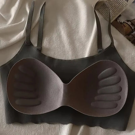 Seamless Bra Ice Silk Vest Push Up Bras Lingerie Sleep Top Padded Bralette No Steel Ring Gathering Lingerie Underwear Лифчик