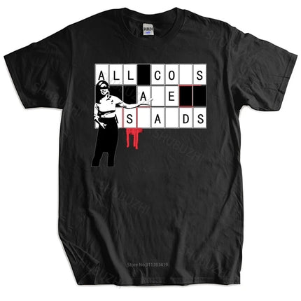 Cotton Tshirt Men Crew Neck Tops Anarchy T-Shirt Revolution Revolt Antifa Action Protest Anti AC AB 1312 Men O-neck Teeshirt