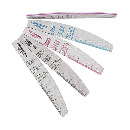 5/10 Pcs Double Sided Nail Art File Set With Scale Grey Sandpaper Nail Stylist Supplies Manicure Products Sand Nails Salon Tools