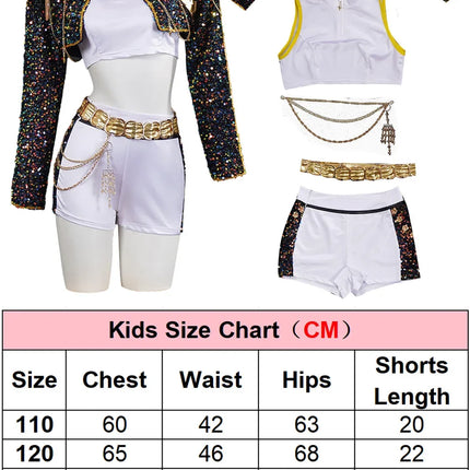 Kid Girls  Cosplay Kids Black Gloden Costume Chid Disguise Performance Roleplay Uniform Halloween