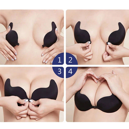 Lamuusaa Invisible Adhesive Bra Push Up Women Washable Reusable Strapless Sticky Tube Tops Plunge Backless Brassiere Underwear