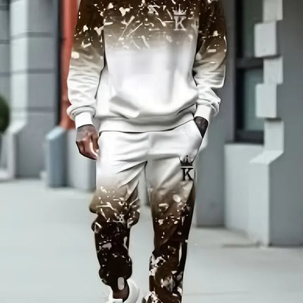 Autumn King 3D Printed Hoodie Suit Men Sweatshirts Sweatpants Casual Fashion Two Piece Tracksuit Set Men's Clothing