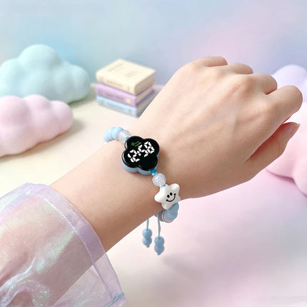 Macaron Beaded Cute Bracelet Watch for Girls New High-Appeal Colorful Bead Creative Children Watches Sweet Kids Gift Wristwatch