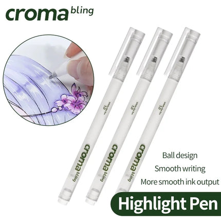 Croma 1/3/5Pcs 1.0mm Highlight White Gel Pen Highlight Marker Pen Fine Tip for Student Drawing Art Writing Supplies