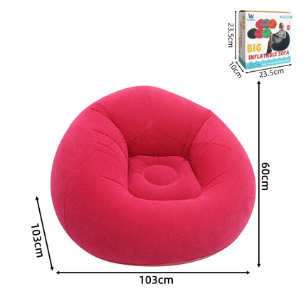 Lazy Inflatable Sofa Portable Foldable Pvc Flocking Single-Person Inflatable Sofa Lounger Seat for Outdoor Camping