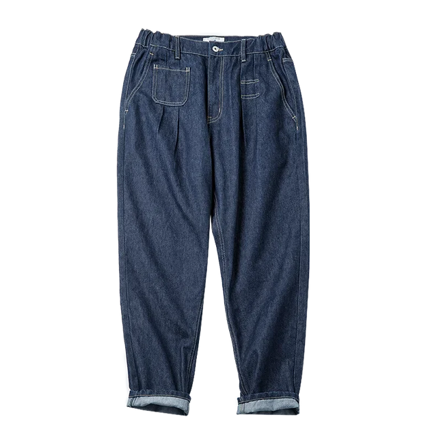 Maden Retro Denim Wash Baggy Men's Jeans Wide Leg Tapered Pants Fashion Casual Streetwear Jean Straight Elastic Men Trousers