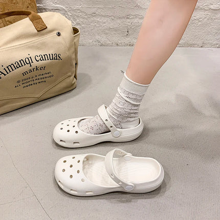A Pair of Summer Women's Wear-Resistant Non-Slip Clogs, New Sports Fashion Beach Shoes, Thick-Soled Comfortable Simple Women's Shoes for Outdoor Wear