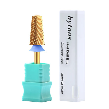 HYTOOS Titanium Safety Tapered Nail Drill Bits Smooth Top Barrel Carbide Bit Gel Removal Electric Drills Accessories Tool