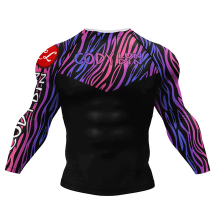 Cody Fluorescent  Unicorn Cool Jiu Jitsu BJJ Rash Guard Sublimation Long Sleeve Fitness Gym Sportswear High Elastic Tops